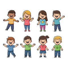 Diverse Group of Cheerful Children Standing Together.