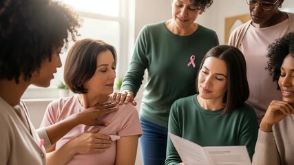 Women gather in a room to talk and share details about health issues and personal stories