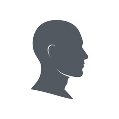 Silhouette of a Bald Mans Head in Profile, Minimalist Design.