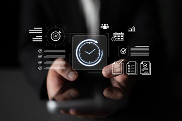 Concept of time management and productivity. Using tools like calendars and checklists to schedule tasks, set goals, and meet project deadlines for business efficiency. Fermion