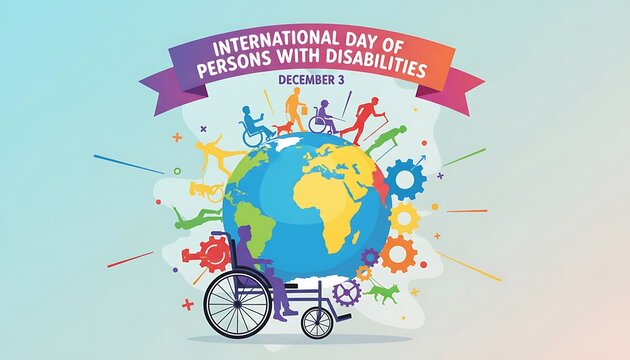 International day of persons with disabilities celebration globe and wheelchair - Powered by Adobe