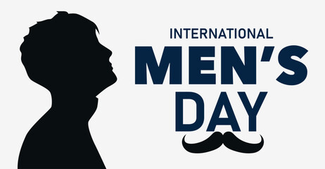Bold Men’s Day typography with a male profile silhouette, perfect for posters, social media, banners, and awareness graphics.