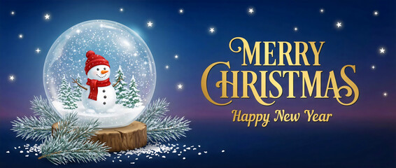 Merry christmas happy new year snowman snow globe winter holiday festive celebration background image art