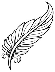 Obraz premium Elegant Feather Design with Swirls Ink Drawing Ornament Decorative Graphic Element