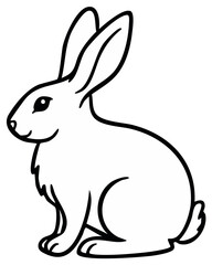 Obraz premium Rabbit Sitting Outline Illustration Easter Symbol Seasonal Festive Graphic Design