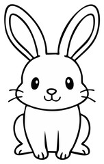 Obraz premium Whimsical Bunny Illustration Black and White Line Art Drawing with Cute Expression