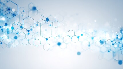 Futuristic Abstract of Scientific Innovation: A captivating and sophisticated design. It combines interconnected geometric shapes, such as hexagons, with ethereal light effects.