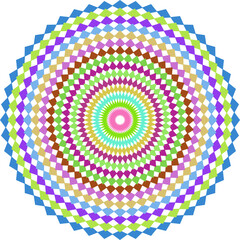 Vibrant Circular Pattern with Geometric Diamond Shapes in Rainbow Colors for Modern Design and Creative Backgrounds