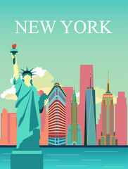 New york vintage travel poster illustration