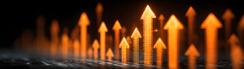 Tax incentive concept. Upward arrows symbolizing growth and progress in a business context.