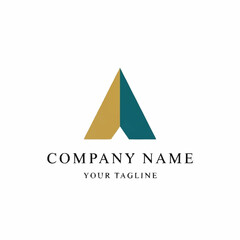 Abstract Triangle Logo Design with Gold and Teal Color Combination.