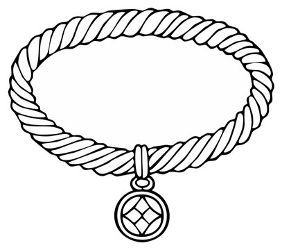 Hand drawn ancient Viking torc necklace with a geometric amulet pendant