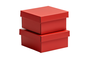 Elegant Red Packaging Boxes for Festive Gifting Isolated on a Transparent Background