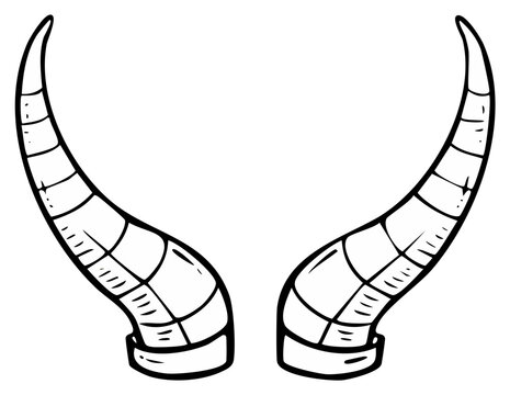 Pair of Cartoon Demon Horns Halloween Costume Accessory Hand Drawn Outlined