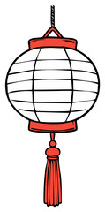 Vibrant Red and White Asian Lantern Illustration Festive Cultural Decor
