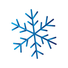 A bright blue snowflake illustration on a white background, perfect for winter themes and cold weather designs