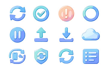 Paused icon checkmark alert sync status progress vector log cloud circle refresh
