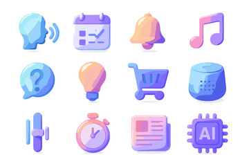 Vector brief icon news cart icons hub shopping assistant playback bubble smart