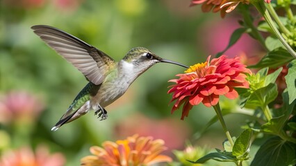 Naklejka premium hummingbird feeding on flower