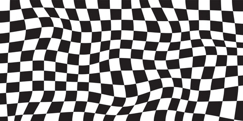 Black and white checkered pattern. Chess pattern. Black and white checkered background. 3D checkered wallpaper. vector illustration