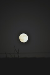 Glowing Moon Rising Above Dark Silhouette