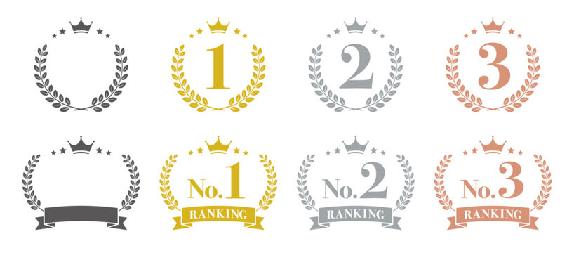 Ranking Badge Vector Icon Set (Laurel Wreath)