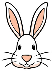 Cute cartoon white rabbit head illustration with long ears and a friendly face