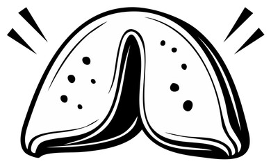 Fortune Cookie Graphic Symbol: Minimalist Asian Cuisine Prediction Symbol Illustration