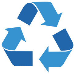 Vibrant blue recycling symbol icon representing sustainability and environmental protection