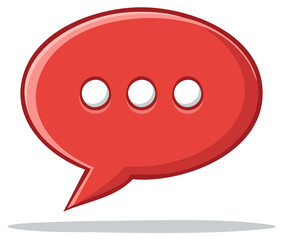 Fototapeta premium Red Speech Bubble with Ellipsis Conversation Discussion Idea Icon Design