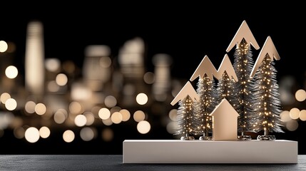 Close-up view of a vibrant digital cityscape featuring glowing data points and lines that suggest advanced urban technology and data visualization