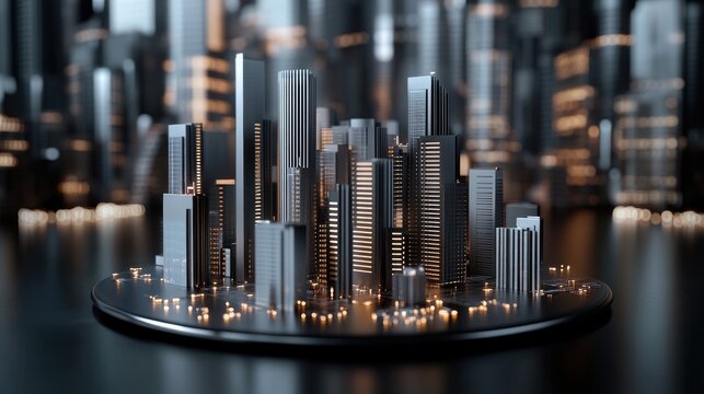 Close-up view of a vibrant digital cityscape featuring glowing data points and lines that suggest advanced urban technology and data visualization - Powered by Adobe