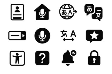 Screen voice translation options conversation home view input results vector icons interface