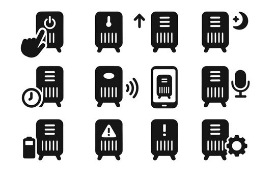Reminder icon voice nano decrease connection safety set vector heater increase activation