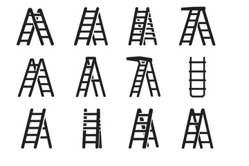 Platform telescoping folding rope step icon vector fiberglass ladder telescopic smart