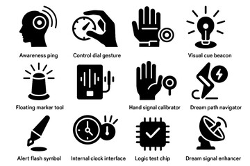Lucid dial voice dream internal panel visual trigger tools vector icon marker