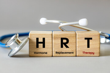 HRT medical symbol. Hormone Replacement Therapy. Health concept. Hormone deficiency...