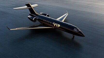 A unique arrangement features golden passenger planes interspersed with the word VIP against a dark backdrop, creating a striking visual effect