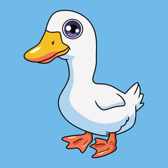 Cute  domestic animal duck cartoon character vector Illustration