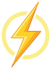 Yellow lightning bolt in a circle symbol for energy power and speed