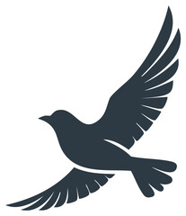 Obraz premium Silhouette of a bird in flight, wings spread, symbolizing freedom and movement