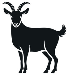 Fototapeta premium Black Goat Illustration Standing Silhouette Livestock Animal Farm Mammal