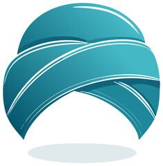 Fototapeta premium Illustration of a Traditional Turban in Teal and White, Headwear Graphic