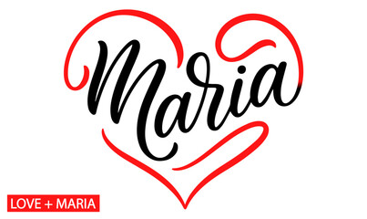 Maria Typography in Heart Shape, Romantic and Minimalist Design, Love Name, Love Png Design, maria name typography, english typography, Calligraphy, Maria Calligraphy name, Maria, name typography, png