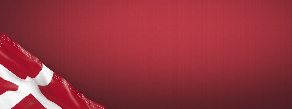 Denmark - national flag and gradient background - horizontal banner format - 3D illustration