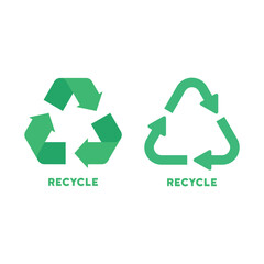 Green recycle sign icon set. Vector illustration	