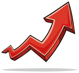 Stylized Red Arrow Ascending with Strong Upward Momentum Demonstrating Growth or Progress