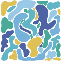 Organic Abstract Shapes in Blue, Green and Yellow