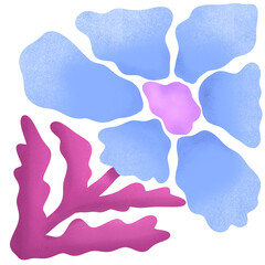 Soft Abstract Blue-Pink Flower