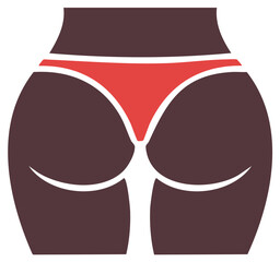 Stylish Red Thong on Curvy Feminine Silhouette Flat Design